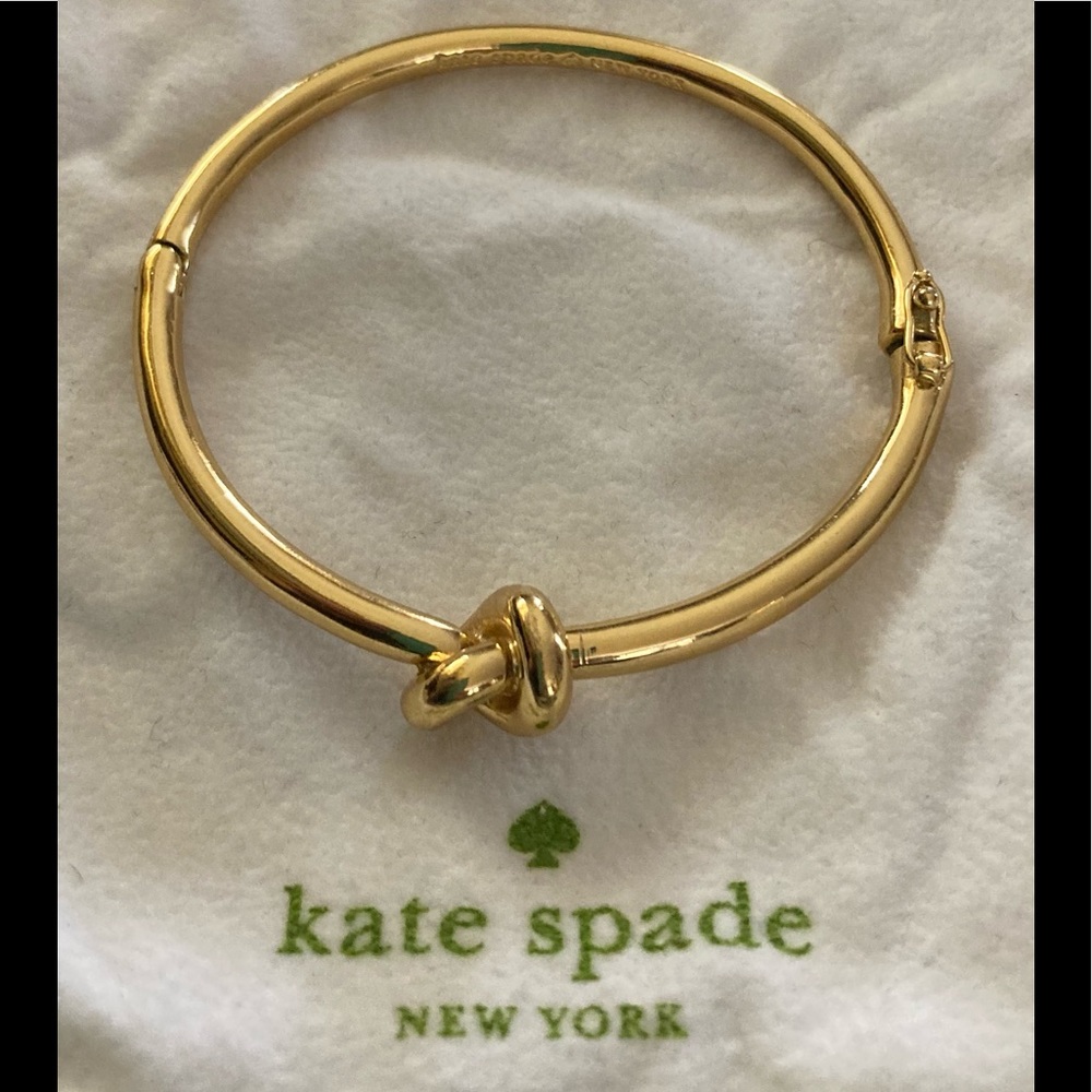 KATE SPADE Signed Gold Tone Single Knot Bangle
